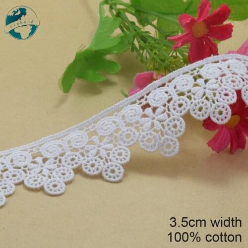 3yards 3.5cm white 100% cotton embroidery lace french lace ribbon fabric guipure diy trims warp knitting sewing Accessories#3267