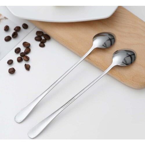 Spoon Long Handle Stainless Steel Teaspoons Creative For Ice Cream Coffee Soup Tea Cocktail E7