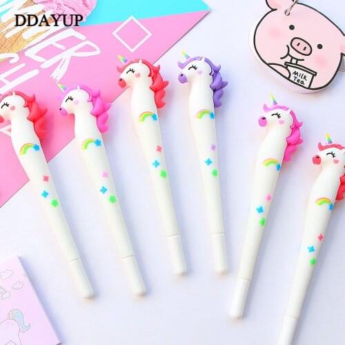 Cute Unicorn Gel Pen 0.5mm Kawaii Multi Shape Silica Gel Plastic Pen For Kids Girls Gifts office school supplies Stationery