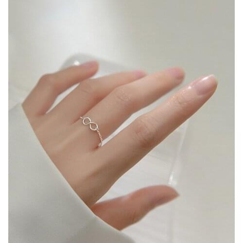 Fashion Creative Chain Pull Index Finger Ring Infinite Symbol Hollow Figure 8 Word Tassel Ring Trendy Ring for Women Jewelry