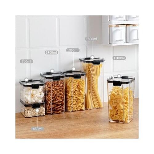 Plastic Food Containers set Transparent Stackable Dry Food Storage Box Kitchen Spaghetti Noodles Sealed Containers storage jars