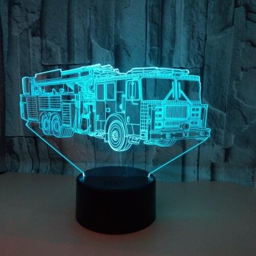 New Type Of Fire Truck 3d Lamp Led Gradual Illusion Desk Lamp Touch And Remote Control Creative 3d Led Small Table Lamp