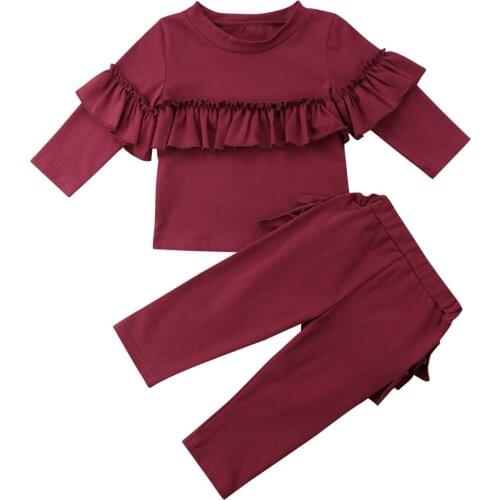 Infant Newborn Outfit Baby Girls Top Ruffles Long Sleeve Top +Leggings Playsuit Clothes Pants Set Size 0-24M