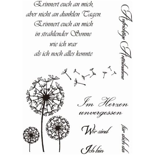 Dandelion with german words Transparent Clear Stamps for DIY Scrapbooking/Card Making/Kids Christmas Fun Decoration ST0484