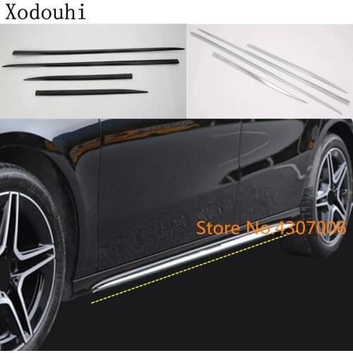 Car styling cover side body door trim frame stick strip streamer 4pcs For Mercedes Benz A Class W177 A180 A200 A250 2019 2020