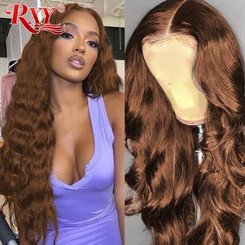 RXY Body Wave Lace Front Wig T And Middle Part #2 #4 Brown Human Hair Wig Transparent Lace Wigs For Women Human Hair Preplucked