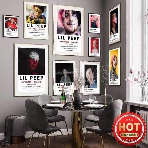 Lil Peep Singer Tattoo Art Print Poster, Rapper Star Vintage Fashion Canvas Painting, Hip Hop Music Bar Pub Club Decor Gift Idea