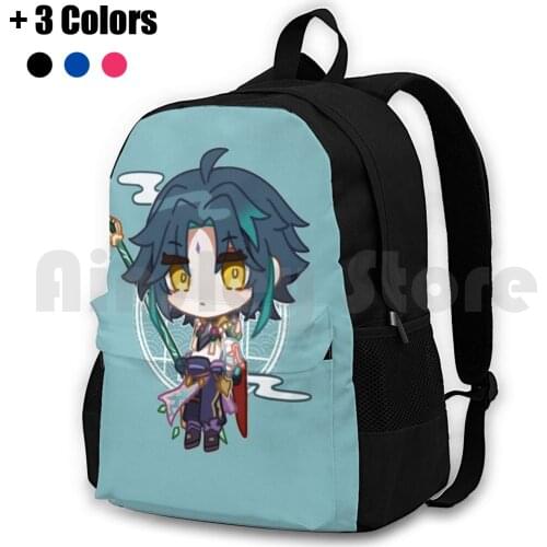 Genshin Impact Chibi Xiao Outdoor Hiking Backpack Riding Climbing Sports Bag Genshin Impact Xiao Xiao Chibi Liyue Xiao