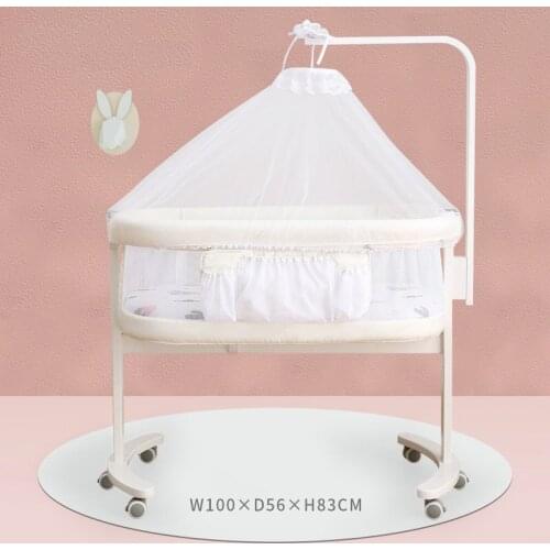 Portable Bedside Bassinet Splicing Big Bed, Height Adjustable Newborn Infant Crib For 0-2 Years Old Baby