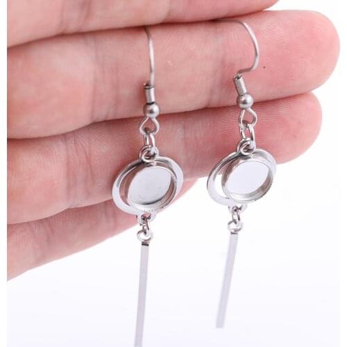 10pcs stainless steel earring making supplies fitting 8mm round cabochon base settings diy blank bezel trays for earrings