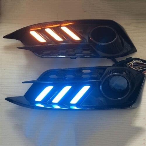 New design Turning Signal style relay 12V Car LED DRL Daytime Running Lights with Fog Lamp hole For Honda Civic 10th 2016 2017