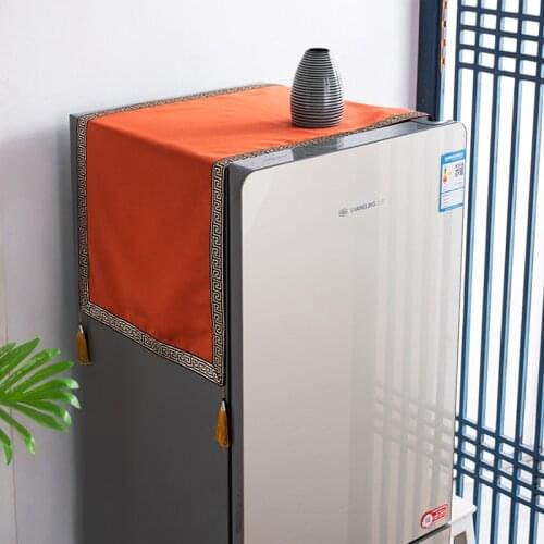 Custom Luxury Silk Satin Fridge Dust Cover Chinese style Shoe Cabinet Bedside table Cover cloth Tea Tablecloth