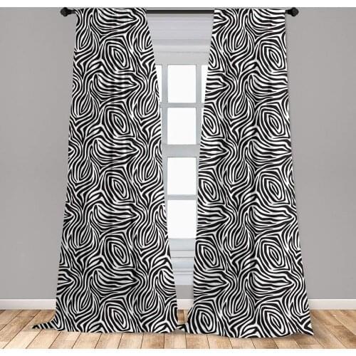 Stripes Curtain for Kids Room Zebra Skin with Abstract Lines Monochrome Wild Animal Hide Lightweight Window Drapes Living Room