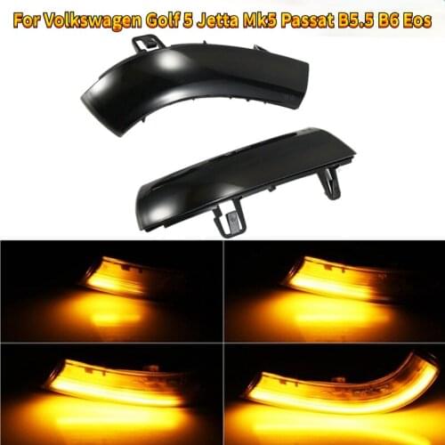 LED Dynamic Turn Signal Light Sign Wing For VW Passat B6 GOLF 5 Jetta MK5 Passat B5.5 GTI V Flowing Water Blinker Flashing Light