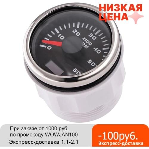 2'' 52mm Pointer Tachometer 6000 RPM Tachometer Gauge With Red Backlight For Car Motor Boat Yacht RV 12/24V