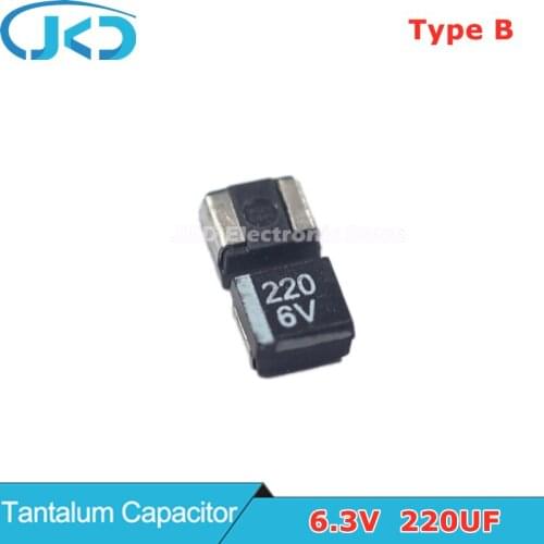 10pcs 6.3V 220UF SMD Tantalum Capacitor Type B 3528 B3528 220UF6.3V Original