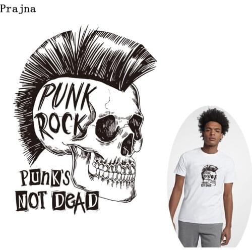 Prajna Skull Punk Not Dead Stripes Thermo Stickers On Clothes Of Heat-sensitive Patches Iron On Transfers For Clothing