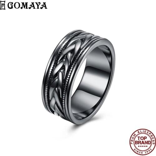 GOMAYA Vintage Punk Style Cocktail Rings Mysterious Pattern Gothic Unisx Rings Party Prom bar Gift Women And Men Fashion Jewelry