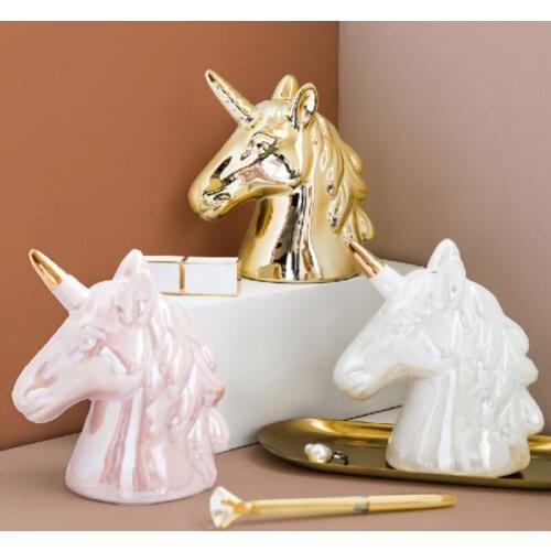 Magic Pink Golden Unicorn Printed Ceramic Piggy Bank Creative Novelty Money Boxes Cute Cartoon Saving Coin Box Home Decoration