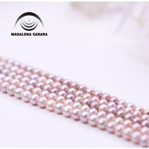 WADALENA SARARA 5-10MM AAA Freshwater Peanl Neeklace Strand 18" For DIY Jewelry Making Near Round Shape