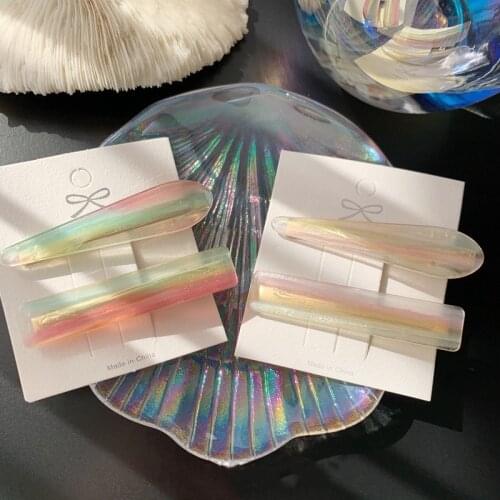 Korea Fashion Fantasy Gradient Hair Clip Geometric Hollow Resin Square Hari Clip Girls Colorful Sweet Headwear Hair Accessories