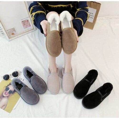 Round Toe Women Moccasin Shoes Casual Female Sneakers Shallow Mouth Flats Loafers Fur Autumn All-Match Slip-on Moccasins Winter