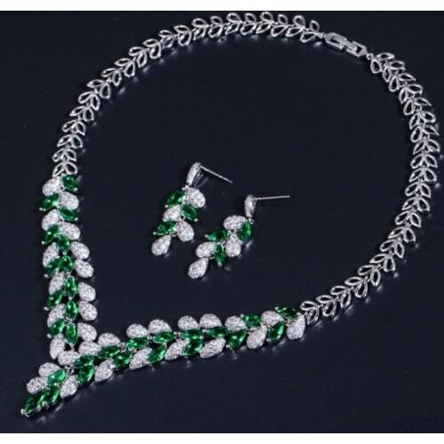 Zlxgirl bridal jewelry sets Classic Dark blue cubic zircon wedding necklace with earring jewelry set couple accessory sets