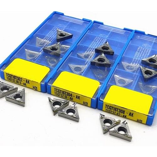 10PCS TCGT16T302 AK H01 TCGT16T304 AK H01 TCGT16T308 AK H01 Carbide Indexable Boring Bar Insert CNC Lathe Wood Cutting Tool