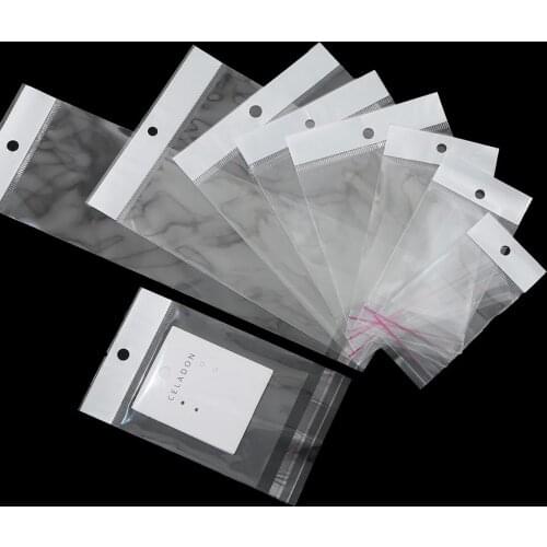 100Pcs Opp Poly Bag Self Adhesive Clear Transparent Plastic Bags Beads Jewelry Storage Packaging Gift Bag With Hang Hole Pouches
