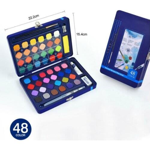 12/18/24/36/48 Colors Gouache Pigment Macarons Solid Watercolor Set Painting Box With Fountain Brush Pen Pencile Art Supplies