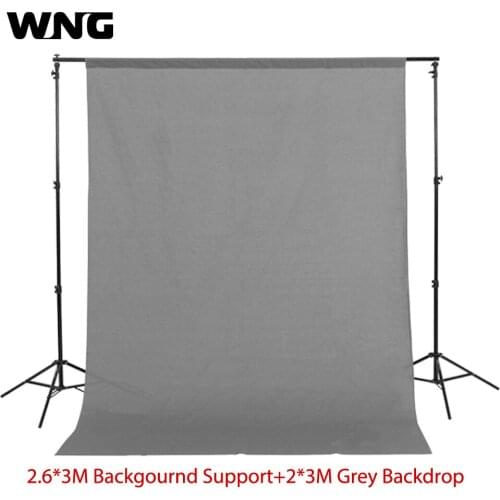 200cm*300cm Grey Background Backdrop Cloth with 2.6m*3m/8.5ft*9.8ft Photo Background Backdrop Stand Support Kit