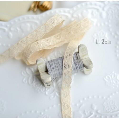 3 Meters/lot Beige Cotton Embroidered Lace Trim Ribbons Fabric DIY Handmade Craft Clothes Sewing Accessories Supplies