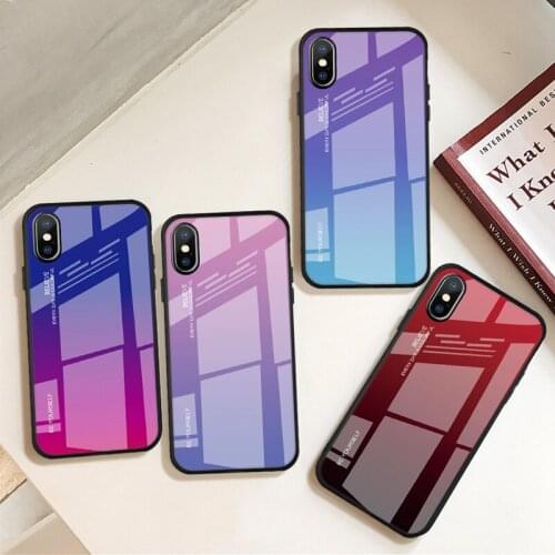 50pcs Tempered Glass Gradient Phone Shell Colorful Aurora Cases for iPhone 11 Pro Max 6 7 8 Plus X Xs Max Xr free DHL