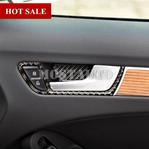 For Audi A5 4 Door Carbon Fiber Car Door Handle Bowl Trim Cover 2008-2016 8pcs Car Accessories Interior Car Decor Car Trim