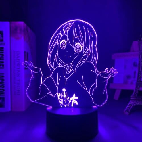 Acrylic Led Night Light Lamp Anime K ON Yui Hirasawa for Bedroom Decorative Room Nightlight Birthday Gift 3d Table Light Manga