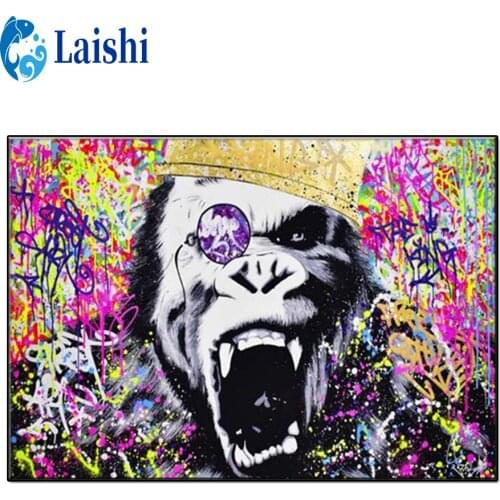 Diy 5d Abstract doodle gorilla Diamond Painting mosaic Cross Stitch Square Round Diamond Embroidery Handwork Rhinestone Art
