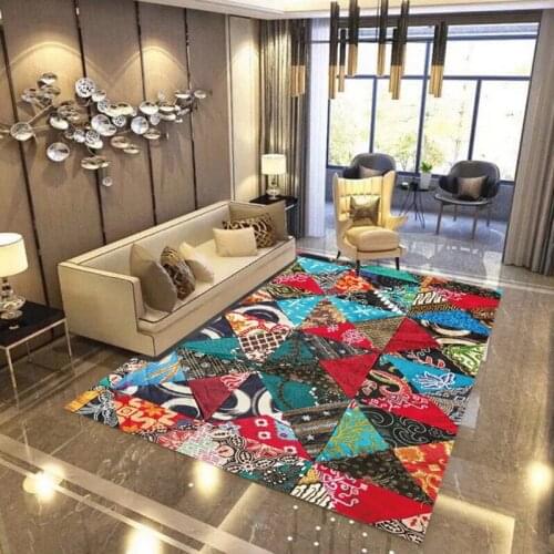 Geometric Print crystal velvet carpets for Living room coffee table sofa bedside tapete Home bedroom custom area Rug and Carpet
