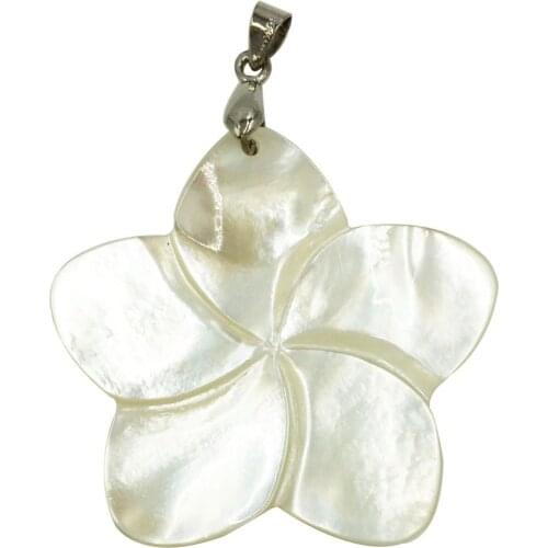 Free Shipping Fashion Jewelry White Mother of pearl Shell Flower Women Men Pendant Bead C7948