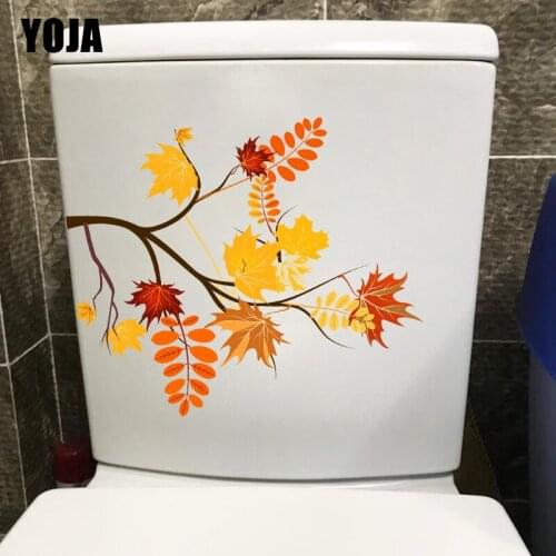 YOJA 23.9X19.9CM Autumn Leaves Creative Toilet Seat Decor Cartoon Home Wall Sticker Decal T1-1498