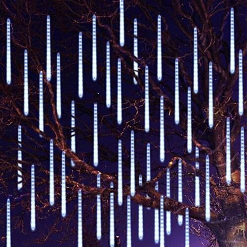 Thrisdar 30CM 50CM Meteor Shower Rain LED Fairy String Light 8 Drop Raindrop Snow Falling Light Waterproof Cascading Tree Light