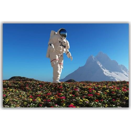 HT108 Spectacular Universe Earth And Moon Space Station Astronaut Silk Fabric Poster Art Decor Indoor Painting Gift