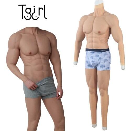 Fake Muscle Chest Full Bodysuit Macho Soft Silicone Man Artificial Simulation Muscles For Crossdresser Dragqueen Transgender