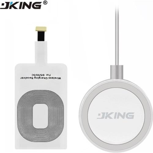 JKING 1Set Qi Wireless Charger + Wireless Charging Receiver Pad Coil For IPhone 5 5S 5C SE 6 6S 7 S Plus
