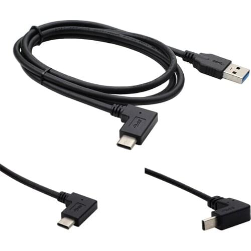 1M Charging Cable USB3.0 TypeC 3.1 90 Degree Angle Type-C Fast Charging Cable Cord Line For Charger Adapter