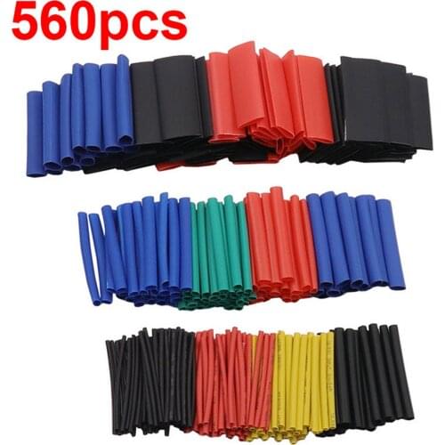 560PCS 2:1 Heat Shrink Tube Kit Insulation Heat Shrinkable Tube Electronic Polyolefin Wire and Cable Sleeve Heat Shrinkable Tube