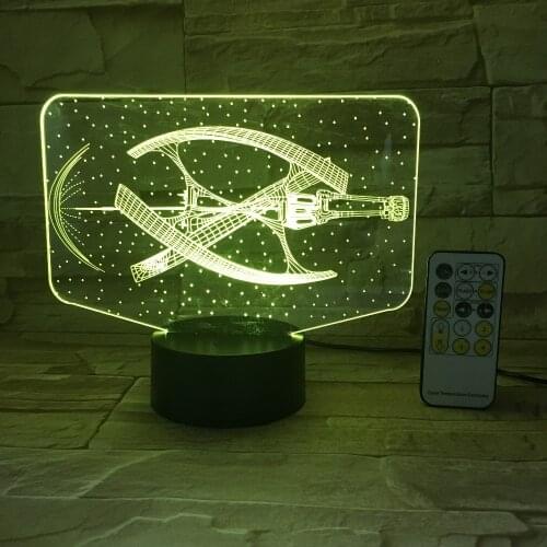 Space Ship Abstract 3D Night Light Optical Illusion Table Light Mood Lamp Touch Remote Control 7 Colors Light Kid Gift 3D-644