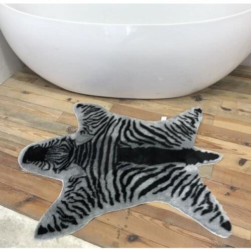 100x80cm Nordic Animal Element Zebra-Stripe Zebra Pattern Floor Mat for Living Room Book Room Balcony Home Non-slip Area Rugs