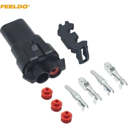 FEELDO 1Set Car Motorcycle HB4/9006 Bulb Waterproof Quick Adapter Connector Terminals DIY Plug Male/Female Kit #AM2461