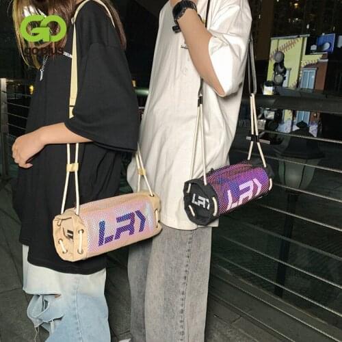 GOPLUS Fashion Crossbody Bags Women Hip-Hop Reflective Disco Bag Adjustable Shoulder Strap Sports Personality Bucket Bag Man