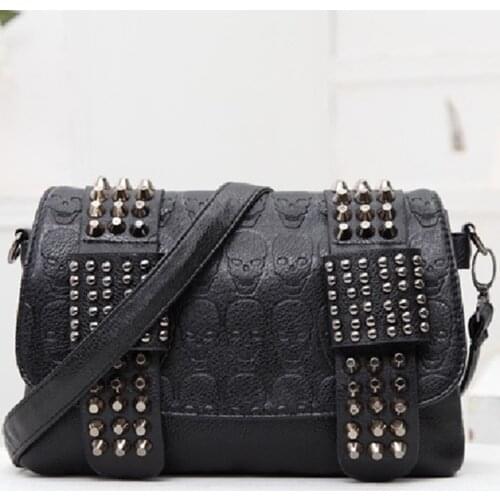 Fashion Punk Rivet Faux Leather Crossbody Bags Shoulder Bag For Women 2020 Luxury Hand-bags Gothic Designer Female Bolsos Mujer